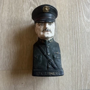 Vintage Collectable WWI U.S. General Pershing Cast Iron Piggy Bank Old Decor - Picture 1 of 13
