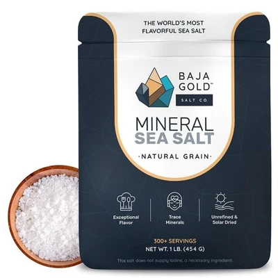 Baja Gold™ Mineral Sea Salt – Natural Grain 1 Lb. Bag - Image 1 of 4