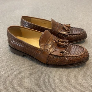 Mercanti Fiorentini Schuhe Herren Größe 13 M Braun Gewebt Quaste Halbschuhe Hergestellt in Italien - Bild 1 von 7