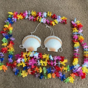 Sujetador Seashell Hawaiano Lei Disfraz Halloween Lote Vestir Adulto Hula Niña - Imagen 1 de 6