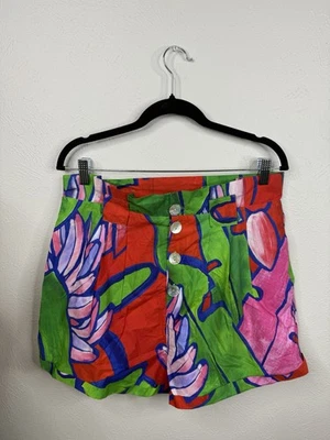 Pantalones Cortos Farm Rio Tropical Bunch Mujeres Grandes Cintura Alta Informales Rosa Verde Rojo L Foto 1 de 4