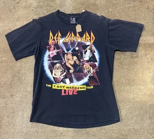 Vintage Def Leppard Hemd Herren Medium 7 Tage Wochenende Tour Band USA Einzelnaht - Bild 1 von 8