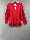 Style & Co Women's Chiffon-Hem Tunic Sweater Infrared Long Sleeve Size XXL -$59