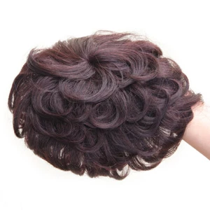 100% Echthaar Perücke Natur Lockig Haarteil Topper Top Clip Kurz Perücken für Damen - Bild 1 von 12
