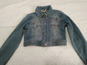 GIRLS LIGHTWEIGHT DENIM JACKET SIZE MEDIUM BLUE - Picture 1 of 4