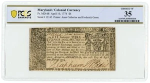 1774 $4 FR.MD-68 Maryland Colonial Currency PCGS VF35 (L4331) - Picture 1 of 2
