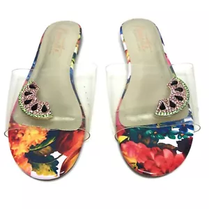 Sandalias para mujer Nanette Lepore con joyas transparentes sandía florales talla 8M - Imagen 1 de 14