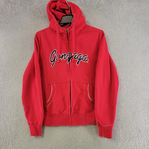 Gonzaga Bulldogs Jacket Mens M Medium Red Full Zip Hooded Pockets Casual Cover