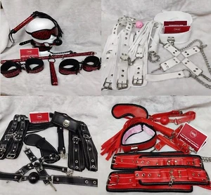 BDSM Bondage Set 8 piece, ball gag, flail, blind fold Cuffs, Collar, Lead, SM - Picture 1 of 23