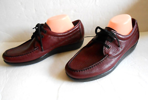 SAS  Wine  Women’s Easy Lace Up Leather Oxford Comfort Shoes Size 10 Wide New