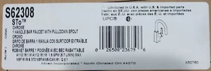 Moen S62308 STO One Handle High Arc Pulldown Bar Faucet - Chrome - Picture 1 of 3