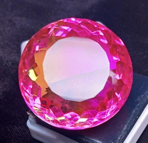 Natural Big Size Tourmaline Bi-Color Round Shape Certified 87.60 Ct Gemstone - Picture 1 of 12