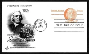 USA, SCOTT # UX66, ARTCRAFT FDC CARD OF 1973 SAMEUL ADAMS, REVOLUTIONARY PATRIOT - Picture 1 of 1