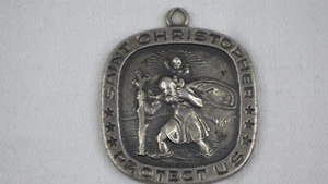 Rare Vintage Sterling Silver 925 Charm Pendant Saint Christopher Medal Anson - Picture 1 of 10