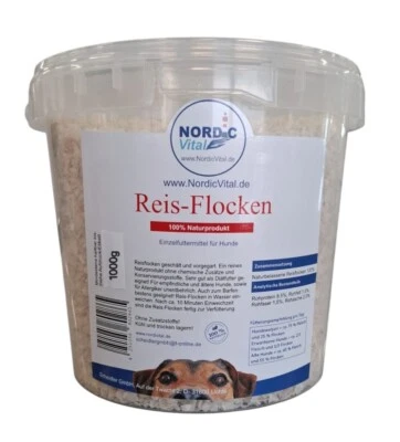 Reisflocken 1 kg Eimer, glutenfrei Hunde, Barfen, Hundefütterung - Bild 1 von 4