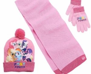 My Little Pony Beanie HAT, Gloves and Scarf Set NEW Rainbow Dash Pinkie Pie NWT - Picture 1 of 5