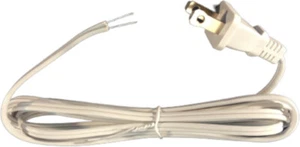 8' Lamp Cord Set White Polarized Tinned Ends 18/2 AWG SPT-1 Replacement Part UL - Picture 1 of 4