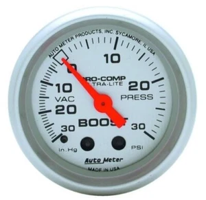 Auto Meter 52mm Mechanical Pro Comp Ultralite Boost Pressure Silver Gauge #4303 - Picture 1 of 2