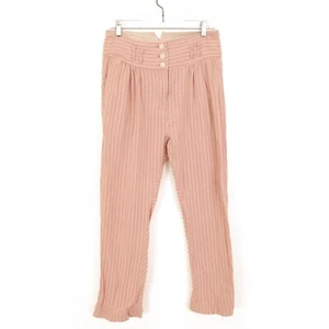 Pantalones de tiro alto Free People talla 4 pierna recta rayas algodón rosa usados en excelente estado B98 - Imagen 1 de 5