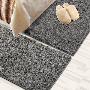 Läufer Shaggy Bettumrandung Teppich 1 Läufer 67x240cm + 2Brücken 67x140cm GRAU - Bild 1 von 5