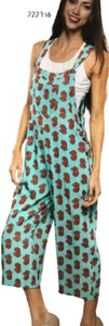 Nwt SACRED THREADS floral capri rayon OVERALLS ROMPER JUMPSUIT JUMPER fit M L - Picture 1 of 5