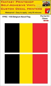 Twin Packs Vinyl Sticker Decals Belgium Civil Ensign Flag 75 - 200mm FPRC1105 - Picture 1 of 7