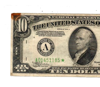 $10 (1934-A STAR)!!! "BOSTON" $10 (1934-A STAR)!!!"BOSTON" RARE STAR NOTE!!!!! - Image 1 of 3