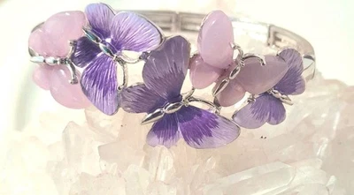 Brazalete Flexible Equilibrium Pétalos Lila, Púrpura Mariposa Plateado Foto 1 de 4