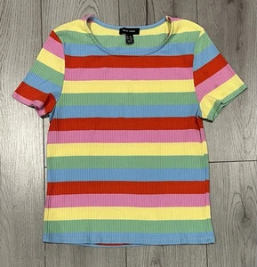 Colourful Striped T Shirt - New Look- Size 16 - Picture 1 of 5