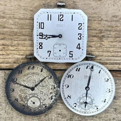 Movimiento Reloj Bolsillo 10s Gruen - Grado VeriThin - 17 Joyas, Ajustado Foto 1 de 2