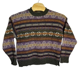 Vintage Esprit Basics Sweater 100% Shetland Wool Colorful Pattern Size M - Picture 1 of 6