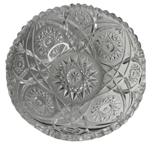 American Brilliant Heavy Crystal Bowl Hobstar & Arches 9” 40's MCM Antique VTG - Picture 1 of 20