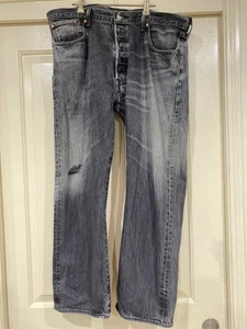 LEVIS 501 Black Charcoal Wash Jeans Distressed Style Code 00501-0660 W40 L30 - Picture 1 of 10