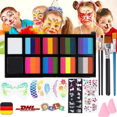 Set Trucco Bambini Colore Viso Professionale UV Bodypainting Colori Carnevale - Immagine 1 di 4