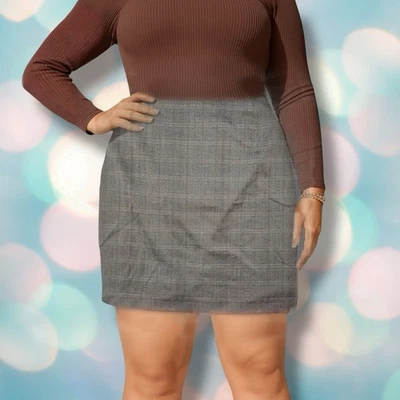 Falda lápiz Lane Bryant para mujer marrón tostado talla grande a cuadros guinga talla 18 Foto 1 de 4
