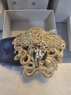 Cinturón Versace Oro Nuevo Cuero con Hebilla Dorada XL~XXL Foto 1 de 4