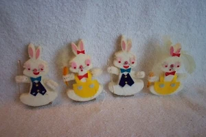 4 Vintage 4" Styrofoam Easter Rabbits Bunny 2 Boys, 2 Girls See Pics - Bild 1 von 5