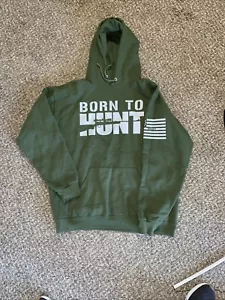 Military Green Hoodie Born To Hunt Patriotic Black Eagle Apparel - Picture 1 of 4