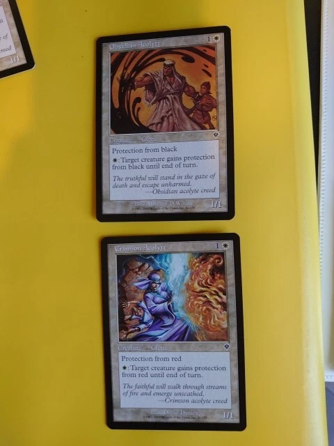 MTG Card. x2  Crimson Acolyte & Obsidian Acolyte Clerics  Judgment  2 cards - Image 1 of 4