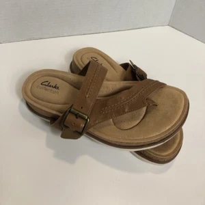 Clarks Collection Brynn Madi Flat Sandal Light Tan Slip-On Women’s Size 8 Shoe - Picture 1 of 5