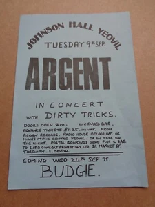 Argent/Budgie 1975 Torquay Concert Handbill - Picture 1 of 1