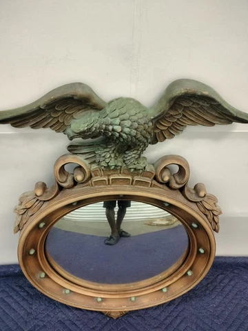 Large Vintage Syroco 4010 McMLX  Federal Eagle Convex Mirror 28x18 Cover