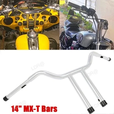 MX T Bars 14" Rise Chrome Handlebar For Harley Softail FAT BOY Foto 1 de 4