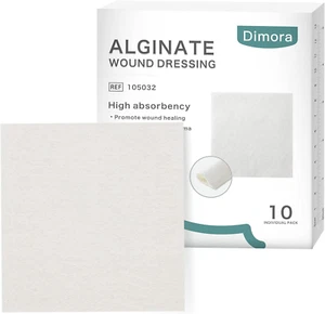 Dimora Calcium Alginate Wound Dressing, 4'' x 4'' Patches,10 Individual Sterile - Picture 1 of 8