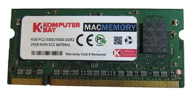 Genuine Komputer Bay 4GB PC2-5300/5400 DDR2 2Rx8 NON ECC 677MHz Laptop RAM - Image 1 of 2