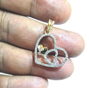 1.50Ct Round Cut Lab Created Diamond Heart Pendant 14K Yellow Gold Silver Plated - Picture 1 of 4