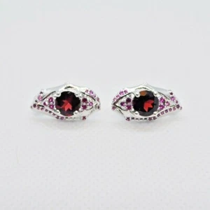 Rhodolith CZ Ohrringe 925 Silber 585 Weißgold vergoldet - Bild 1 von 5