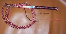 Traditional Australian Red Hide Stock Whip 7x4 plait 