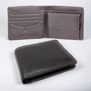 Personalised Soft Leather Brown Wallet with RFID Fraud Protection Men's Gift - Picture 1 of 8