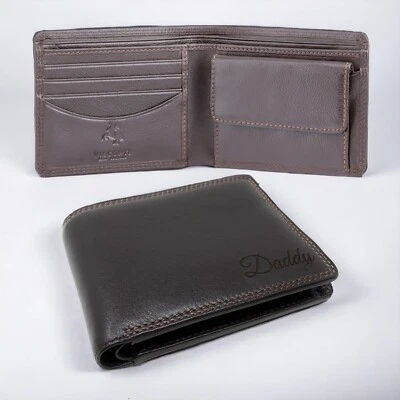Personalised Soft Leather Brown Wallet with RFID Fraud Protection Men's Gift - Image 1 of 4